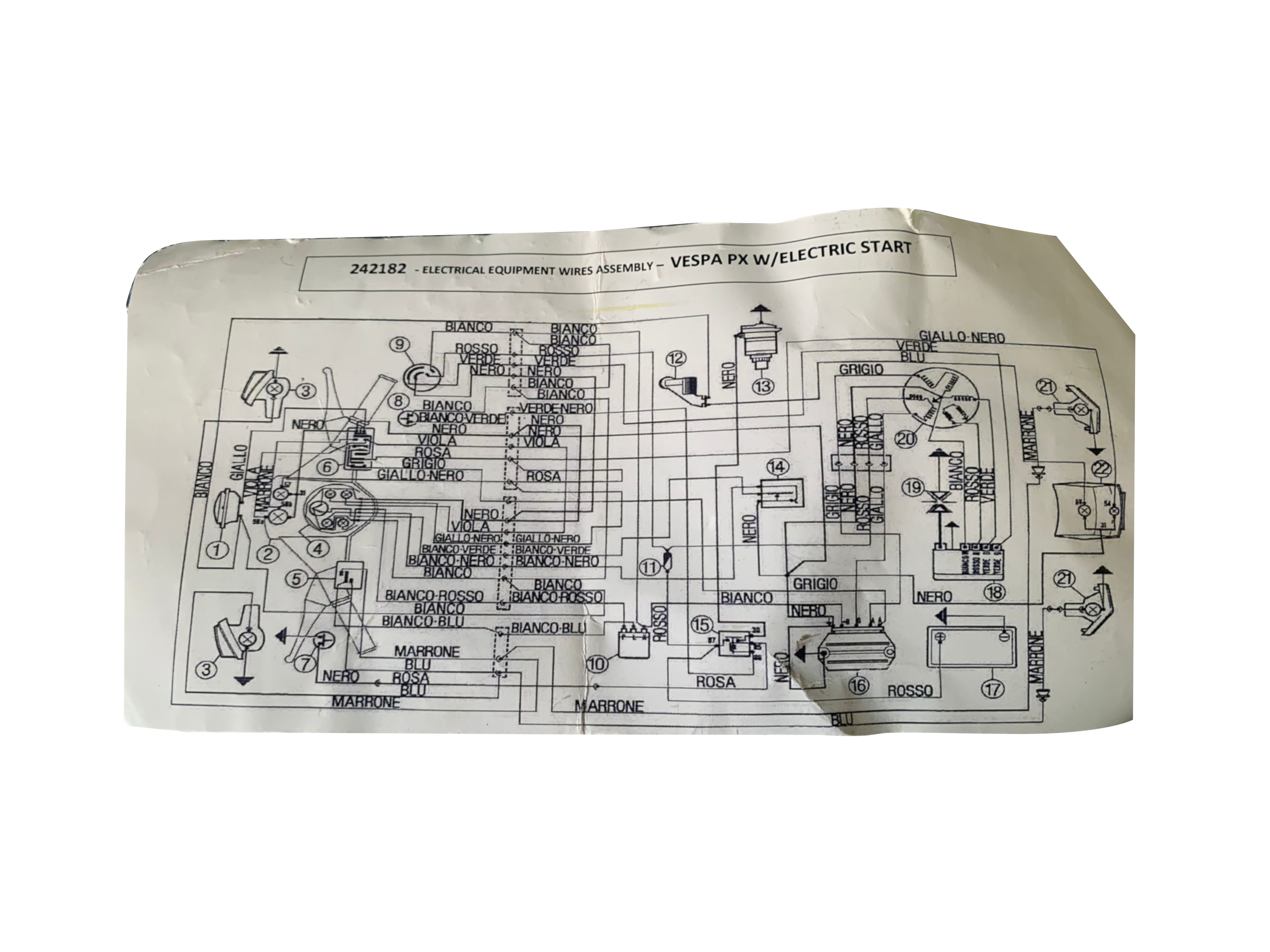 Impianto elettrico  Vespa PX/PE Arc.-T5 c/avv.to elet.